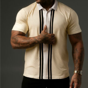 OffWhite Striped Polo with Fendi Logo